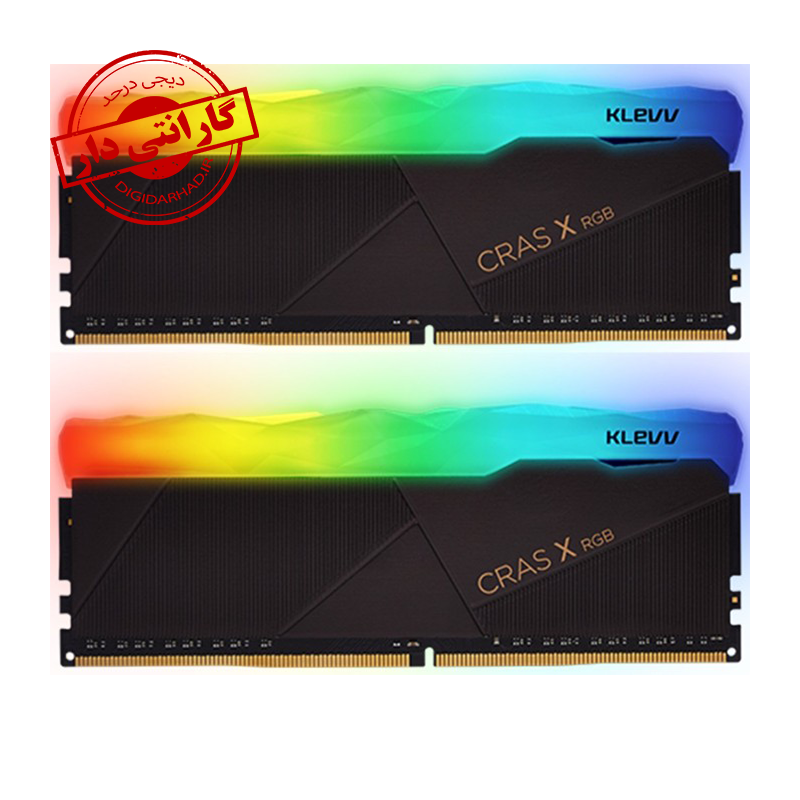 رم کامپیوترگارانتی RAM KLEVV CRAS X 16GB (2*8GB) 3200 RGB DDR4 STOCK M.I.T